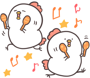 マラカスを持って楽しく踊る白いゆるとりさんたち